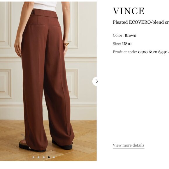 Vince Pleated ECOVERO-blend crepe wide-leg pants - Picture 3 of 4